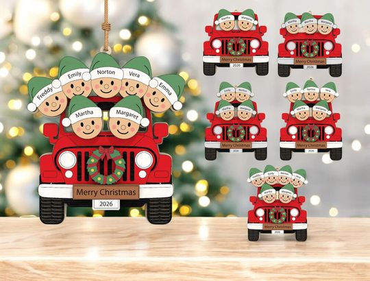 Discover 2025 Christmas Ornament With Family Member Name, Personalized Family Going On Trip Car Ornament, Custom Xmas Tree Decor