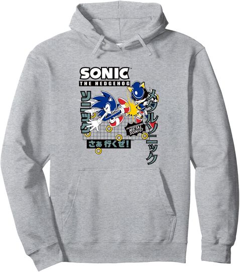 Discover Sonic The Hedgehog Introducing Metal Sonic! Epic Fight Retro Pullover Hoodie