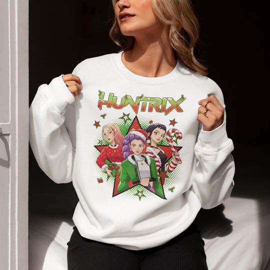 Discover Kpop Anime Christmas Sweatshirt Huntriz Holiday Pullover