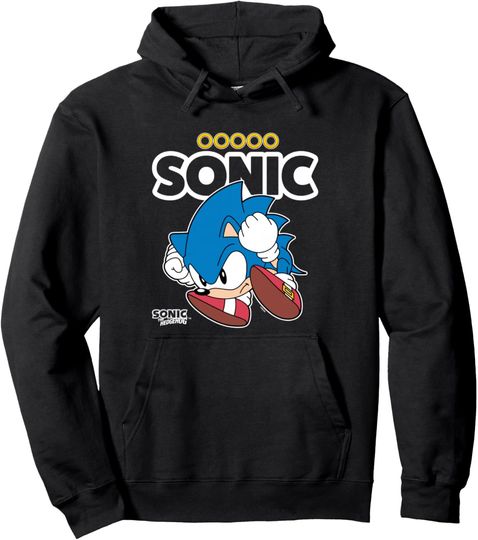 Discover Sonic The Hedgehog Sonic Crawled Up In A Ball Retro Shot Pullover Hoodie