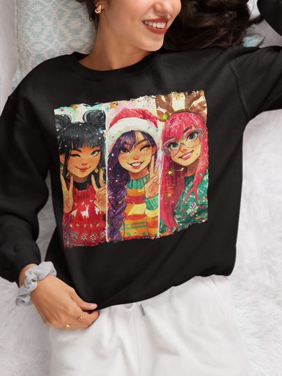 Kpop Demon Hunter Christmas Sweatshirt, Rumi Mira Zoey Cosplay Jumper, Huntrix Girls Gift