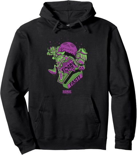 Discover Sonic The Hedgehog Halloween Scary Fast Retro Neon Logo Pullover Hoodie