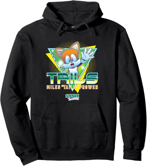 Discover Sonic The Hedgehog Miles Tails Prower Retro Neon Logo Pullover Hoodie