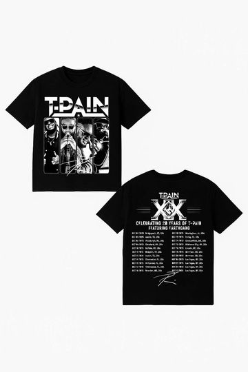 Discover T-pain TP20 Tour Celebrating 20 Years of His Music Career 2025 Tour T-Shirt