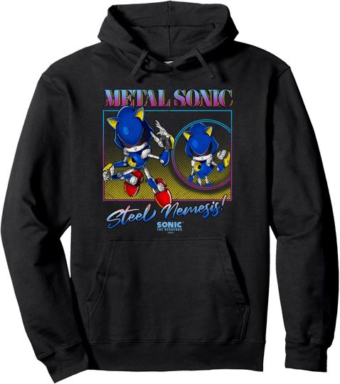 Discover Sonic The Hedgehog Metal Sonic Steel Nemesis! Distressed Pullover Hoodie