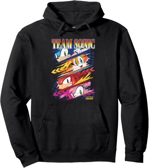 Discover Sonic The Hedgehog Team Sonic Distressed Group Shot Poster Pullover Hoodie