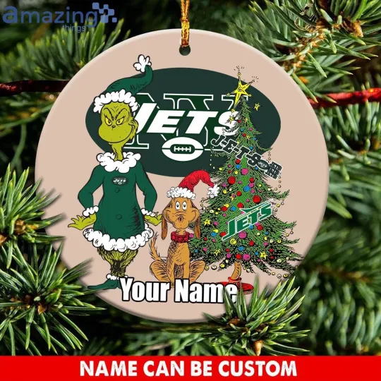 Discover Personalized New York Football Jets Team Christmas Ceramic Ornament Gift