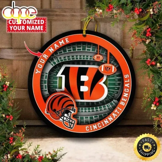 Personalized Cincinnati Football Bengals Team Christmas Ceramic Ornament Gift