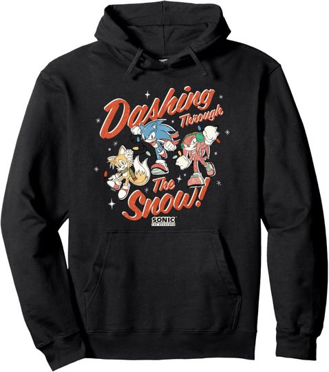 Discover Sonic The Hedgehog Christmas Dashing Through The Snow! Pullover Hoodie