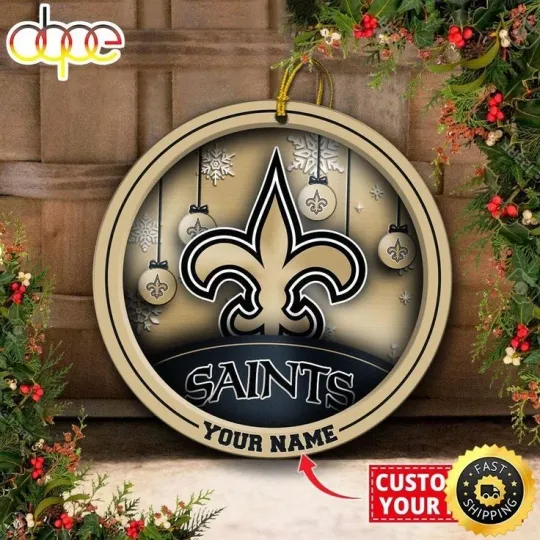 Personalized New Orleans Football Saints Team Christmas Ceramic Ornament Gift