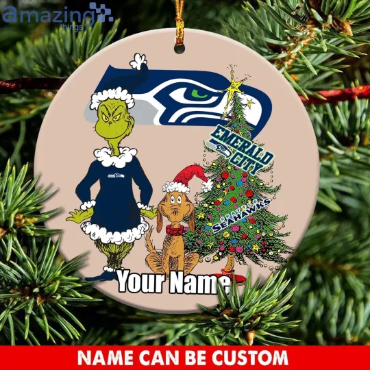 Personalized Seattle Football Seahawks Team Christmas Ceramic Ornament Gift