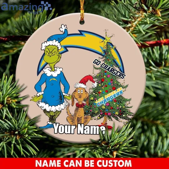 Discover Personalized Los Angeles Football Chargers Team Christmas Ceramic Ornament Gift