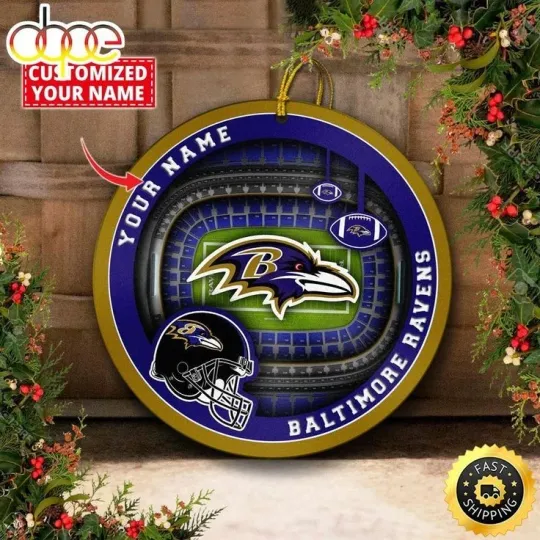Discover Personalized Baltimore Football Ravens Team Christmas Ceramic Ornament Gift