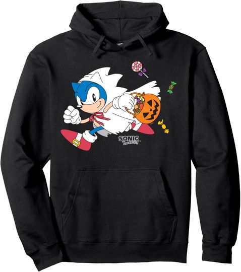 Discover Sonic The Hedgehog Halloween Trick Or Treat Ghost Disguise Pullover Hoodie