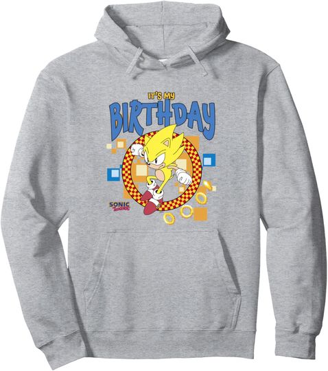 Discover Sonic The Hedgehog Birthday It's My B-Day Super Sonic Pullover Hoodie