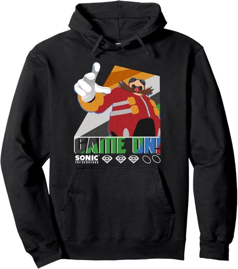 Discover Sonic The Hedgehog Dr Eggman Game On! Distressed Poster Pullover Hoodie