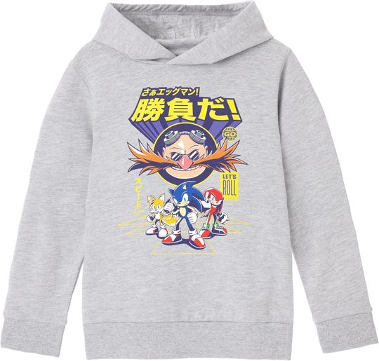 Discover Sonic The Hedgehog Boys Grey Let's Roll Hoodie | Sonic's Speedy Style for Young Adventurers | Stay Cozy with Sonic