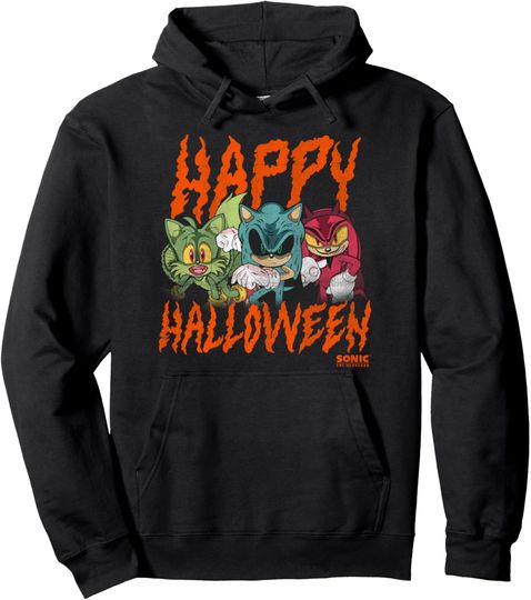 Discover Sonic The Hedgehog Halloween Happy Halloween Distressed Pullover Hoodie