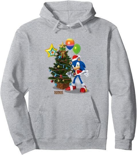 Discover Sonic The Hedgehog Christmas Beautiful Decorated Tree Logo Pullover Hoodie