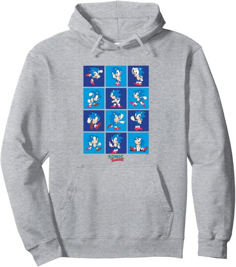 Discover Sonic The Hedgehog Many Poses Of Sonic Retro Panels Pullover Hoodie