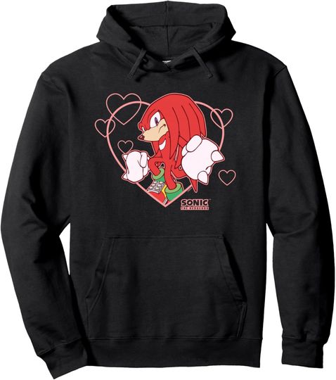 Discover Sonic The Hedgehog Valentine's Day Knuckles Heart Portrait Pullover Hoodie