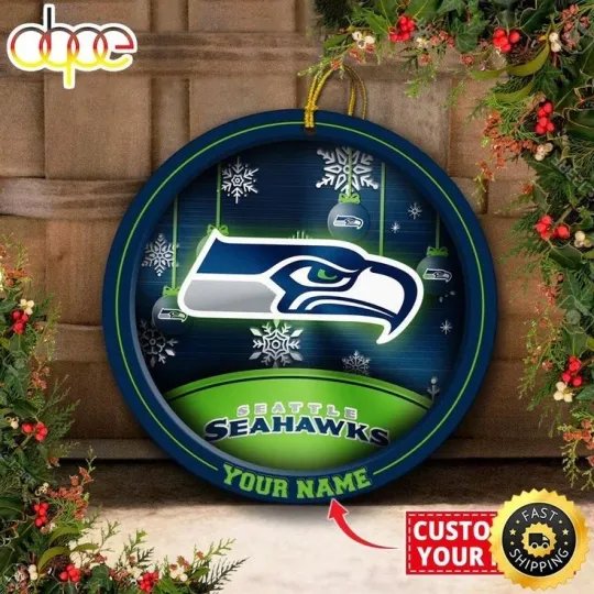 Personalized Seattle Football Seahawks Team Christmas Ceramic Ornament Gift