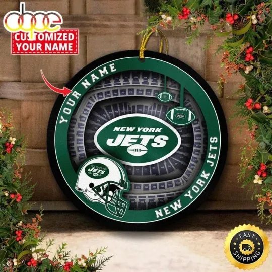 Discover Personalized New York Football Jets Team Christmas Ceramic Ornament Gift