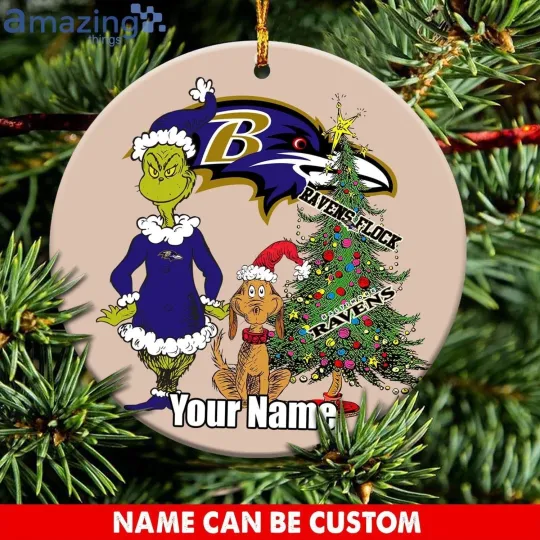 Discover Personalized Baltimore Football Ravens Team Christmas Ceramic Ornament Gift
