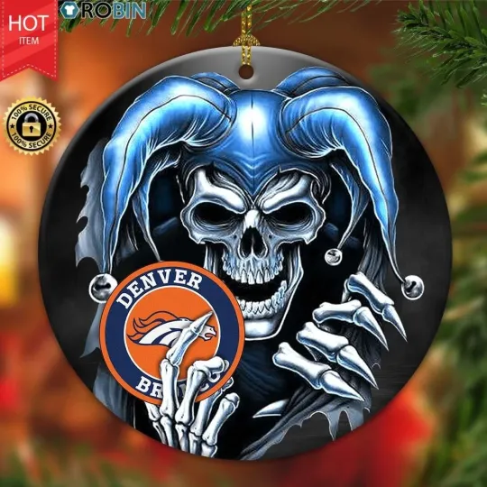 Denver Football Broncos Team Christmas Ceramic Ornament Gift Decor