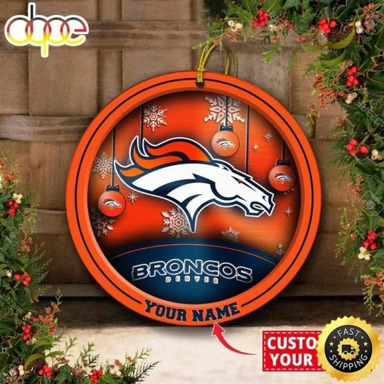 Personalized Denver Football Broncos Team Christmas Ceramic Ornament Gift Decor