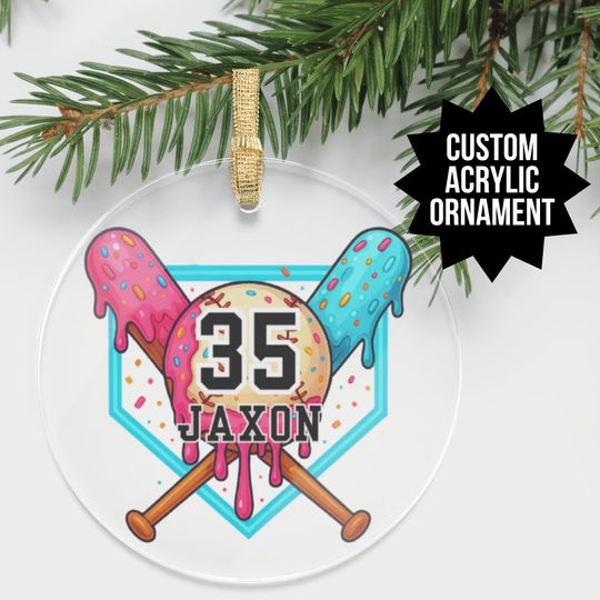 Discover Custom Baseball Drip Baseball Ornament Ice Cream Baseball Gift Acrylic Ornament Baseball Player Ornament Custom Ornament Baseball Team Gift