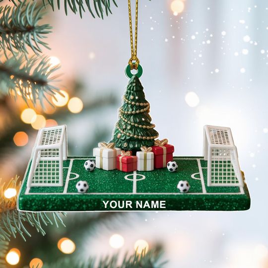 Discover Custom Soccer Field Christmas Ornament, Tree Hanging Decor, Flat 2D Acrylic, Personalized Sports Gift for Kids or Adults  Holiday Keepsake