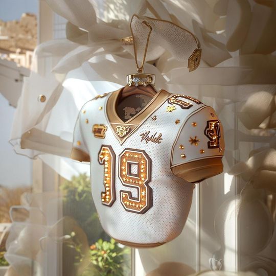 Discover Custom Football Jersey Acrylic Ornament, Sports Fan Flat Hanging Decor, Faux Stained Glass Gift For Athletes