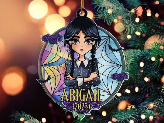 Discover Personalized Wednesday Addams Stained Ornament, Wednesday Gift, Gothic Christmas, The Addams Ornament, Ophelia Hall Window Ornament