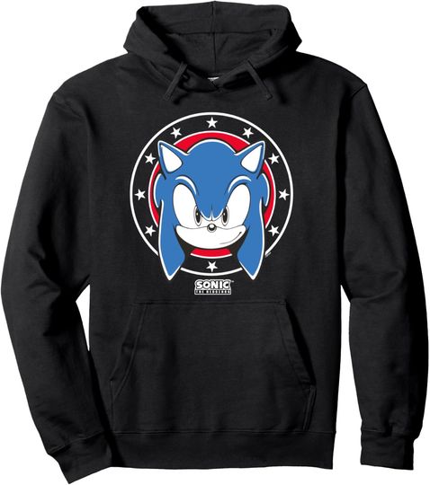 Sonic The Hedgehog Sonic Iconic Big Head Big Chest Portrait Pullover Hoodie
