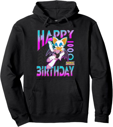 Sonic The Hedgehog Happy Birthday Rogue Grid Chest Poster Pullover Hoodie