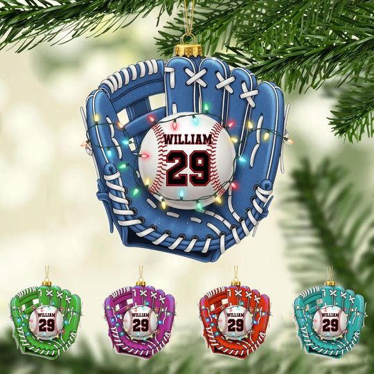 Personalized Baseball Glove Ornament, Gift For Baseball Lovers, Sports Keepsake, Team Spirit Gift, Baseball Decor, Baseball 2D Flat Ornament
