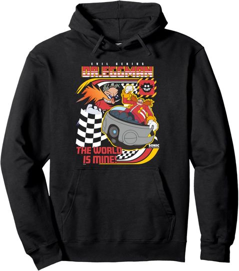 Discover Sonic The Hedgehog Dr Eggman Speeder Race Retro Chest Poster Pullover Hoodie
