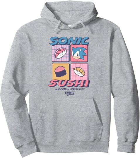 Discover Sonic The Hedgehog Sonic Sushi Made Fesh Served Fast Retro Pullover Hoodie