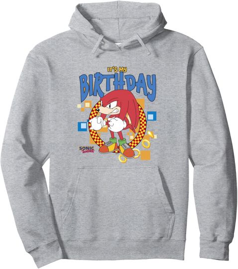 Discover Sonic The Hedgehog Birthday It's My B-Day Knuckles Pullover Hoodie