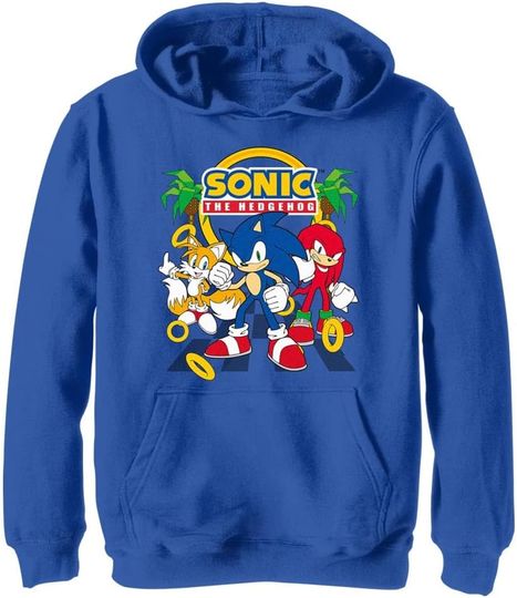 Discover Sonic The Hedgehog Boys' Checker Sonic Ring Pullover Crew Fleece