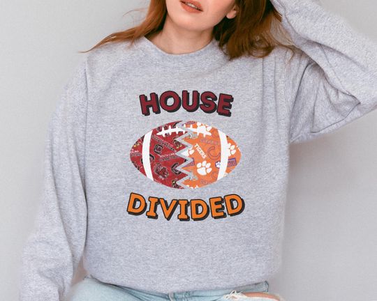 Discover House Divided Split Football Sweatshirt with Team Names, College Sports Mom Shirt