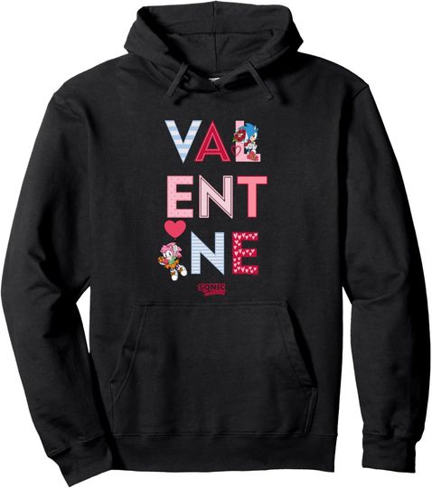 Discover Sonic The Hedgehog Valentine's Day Sonic And Amy Rose Logo Pullover Hoodie