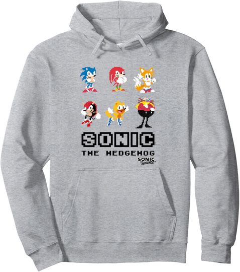 Discover Sonic The Hedgehog Friends & Foes Pixel Art Group Shot Pullover Hoodie