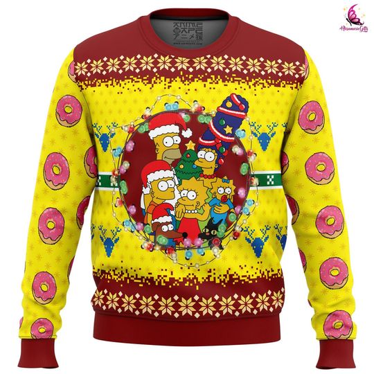 Discover The Simpsons Ugly Christmas Sweatshirt | Homer Bart Marge Lisa Simpson Ugly Sweater