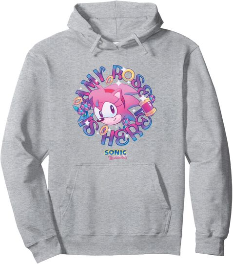 Discover Sonic The Hedgehog Amy Rose Is Here Vintage Face Portrait Pullover Hoodie