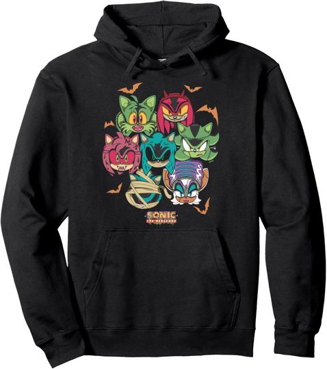 Discover Sonic The Hedgehog Halloween Creepy Monster Faces Group Shot Pullover Hoodie