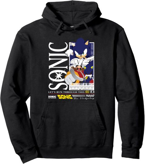 Discover Sonic The Hedgehog Sonic Vs Dr Eggman & Metal Sonic Poster Pullover Hoodie