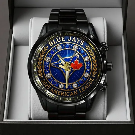 Discover Blue Jays WinCraft 2025 American League Champions Black Stainless Steel Watch –