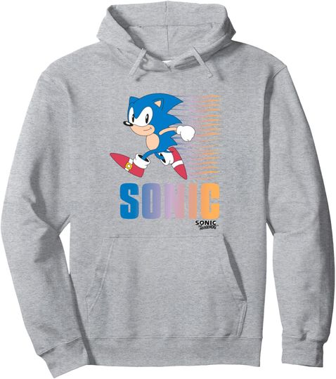 Discover Sonic The Hedgehog Colorful Dash Run Vintage Shot Pullover Hoodie